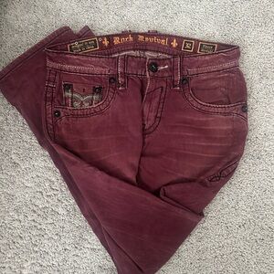Rock Revival Men's Burgundy Jeans